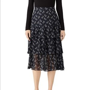 The Kooples Bloom Print Midi Skirt